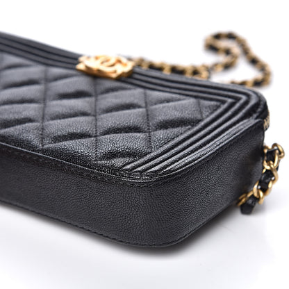 Chanel Caviar Quilted Small Boy Clutch With Chain Black 14 of 15