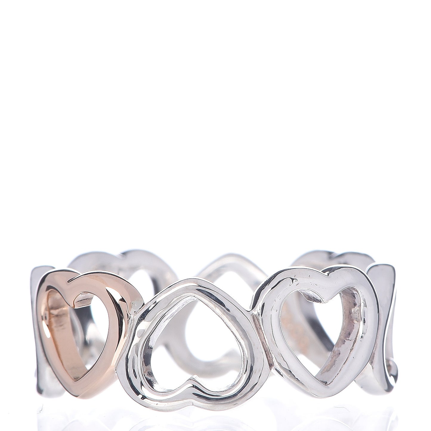Sterling Silver 18K Rose Gold Hearts Eternity Band Ring 49 4.75