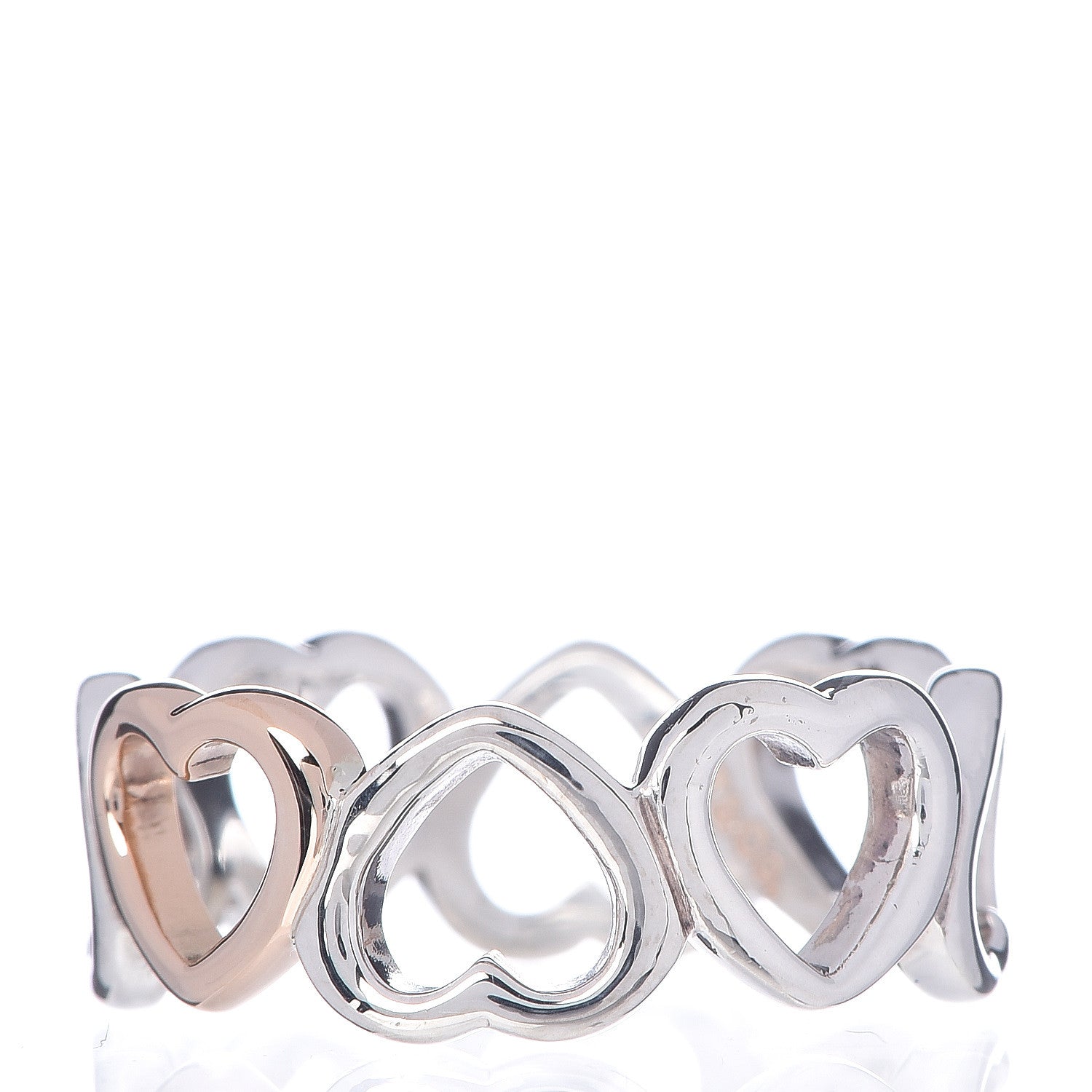 Tiffany Sterling Silver 18K Rose Gold Hearts Eternity Band Ring 49 4.75 3 of 6