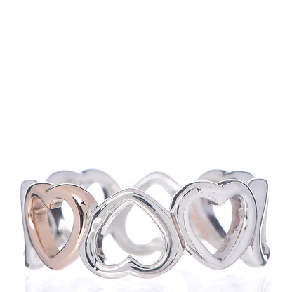 Tiffany Sterling Silver 18K Rose Gold Hearts Eternity Band Ring 49 4.75 3 of 6