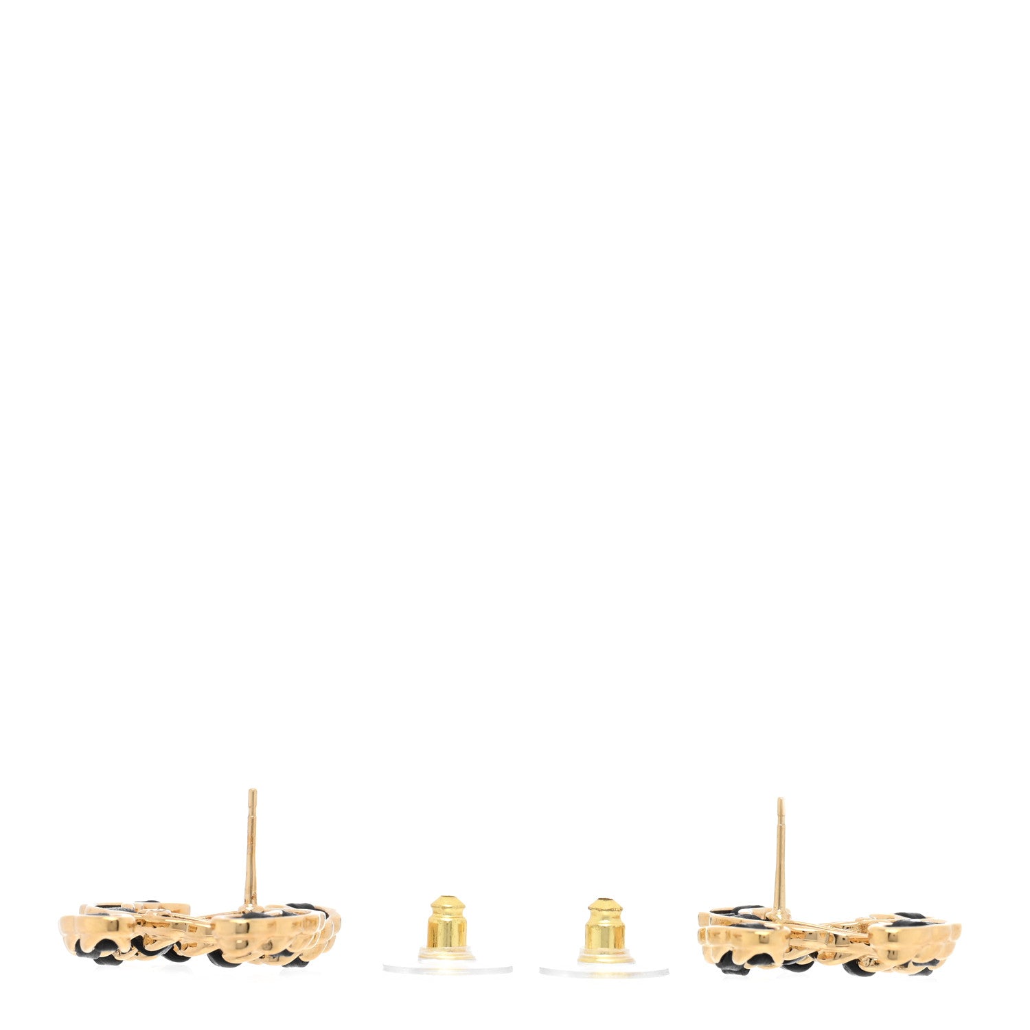 Chanel Lambskin CC Chain Earrings Black Gold 3 of 5