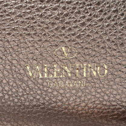Valentino Garavani Metallic Grained Calfskin C-Rockee Fringe Tote Sasso 7 of 7