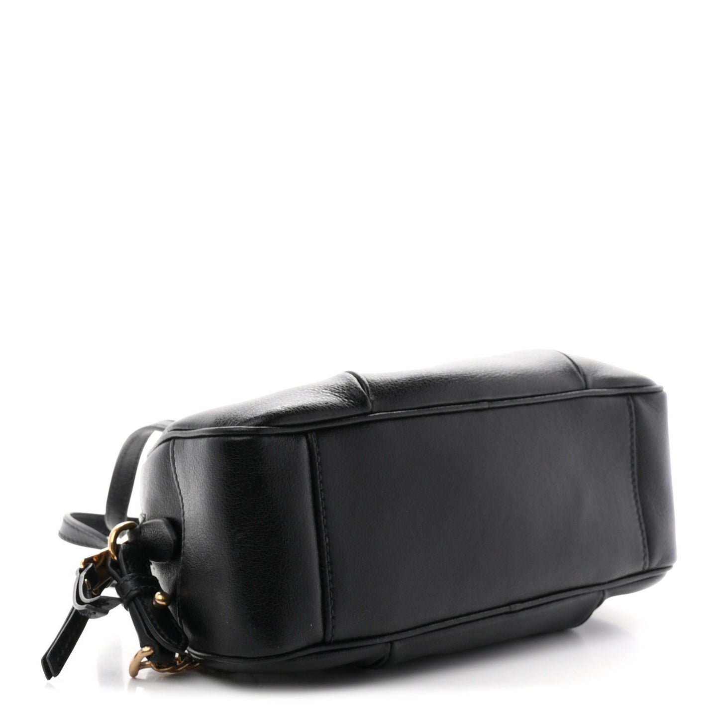 Glace Calfskin Bauletto Shoulder Bag Black