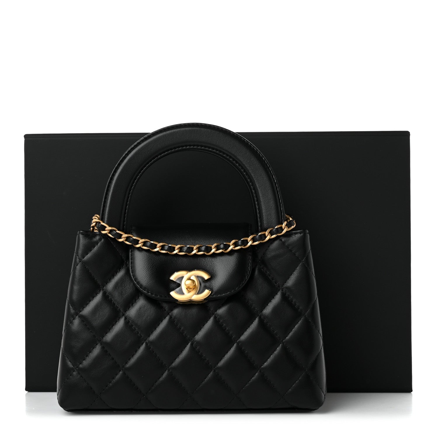 Chanel Shiny Aged Calfskin Quilted Nano Kelly Shopper Black 10 of 10