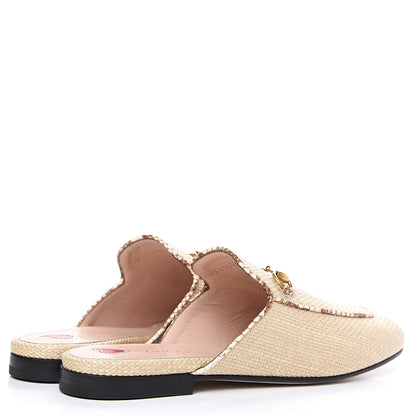 Gucci Straw Elaphe Womens Princetown Slippers 39 Natural Cream Brown 4 of 9