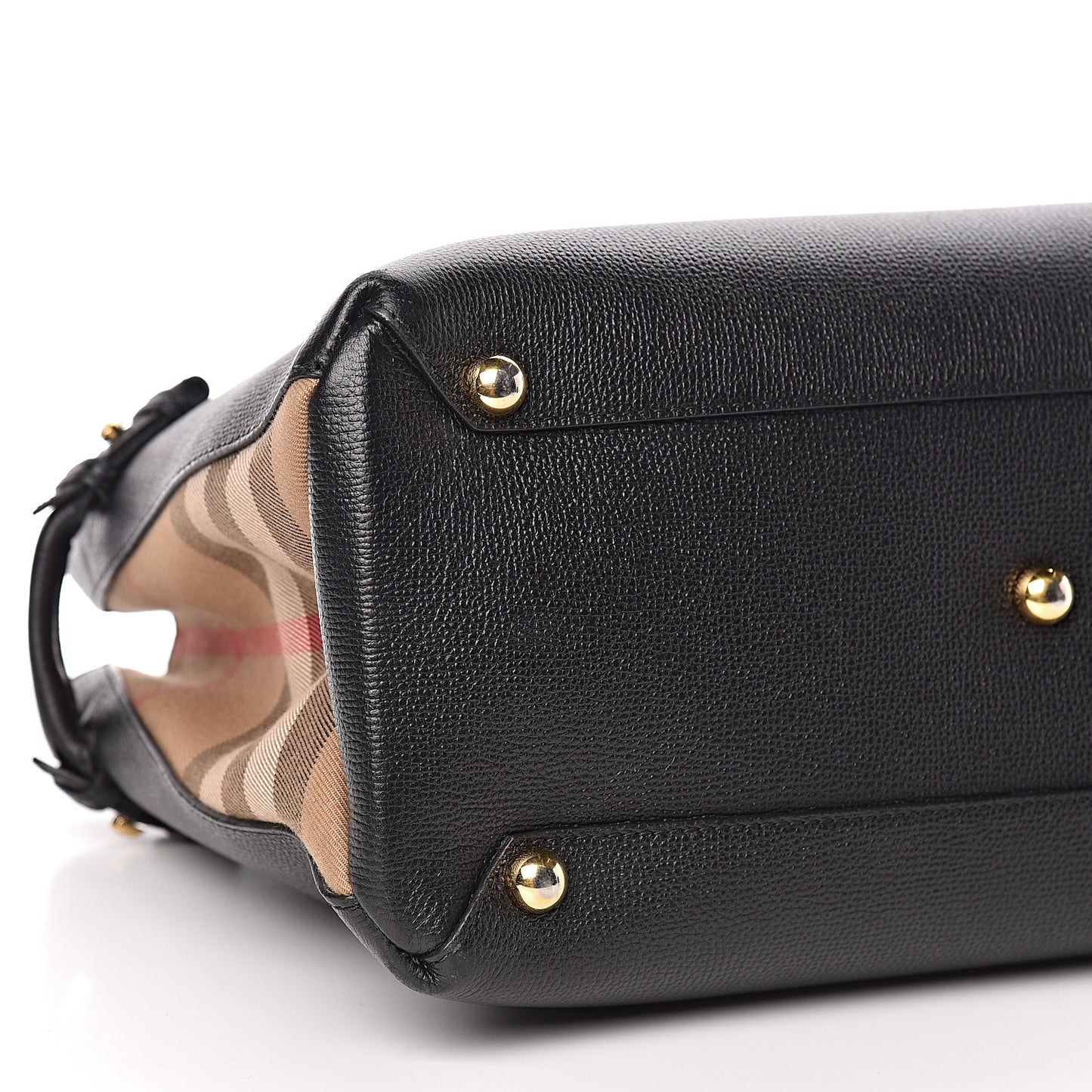 Grainy Calfskin House Check Medium Banner Tote Black