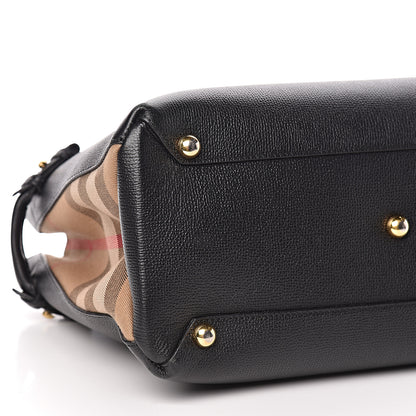 Burberry Grainy Calfskin House Check Medium Banner Tote Black 8 of 11