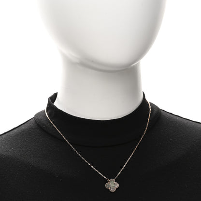 Van Cleef & Arpels 18K Rose Gold Gray Mother of Pearl Vintage Alhambra Pendant Necklace 2 of 6