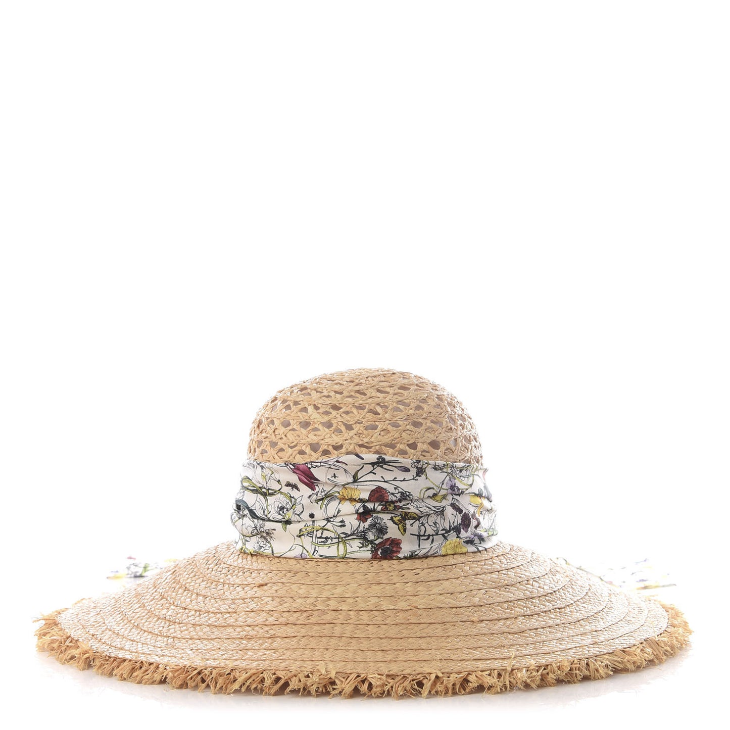 Straw Flora Infinity Scarf Wide Brim Hat S Natural