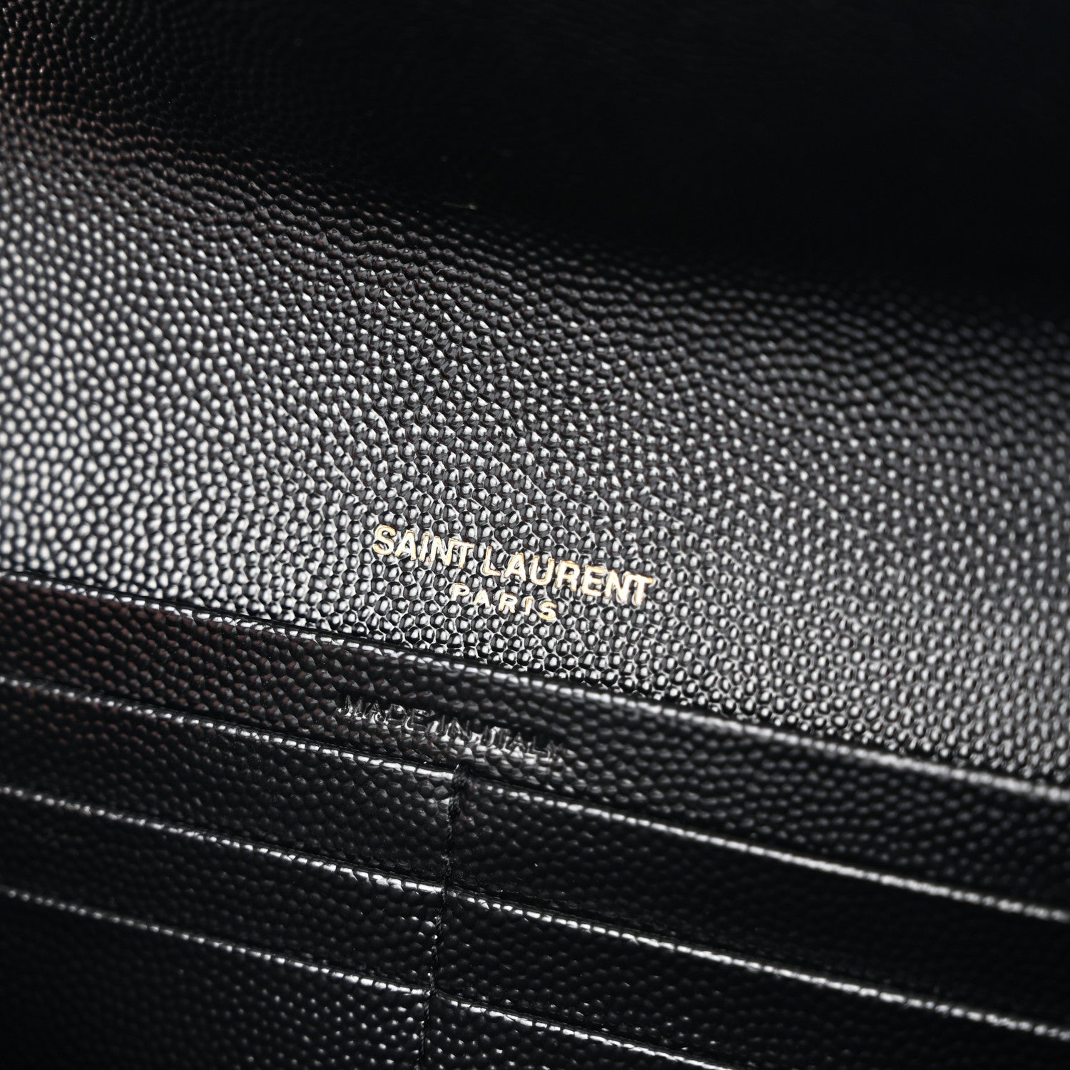 Saint Laurent Grain De Poudre Matelasse Chevron Monogram Flap Wallet Black 7 of 8