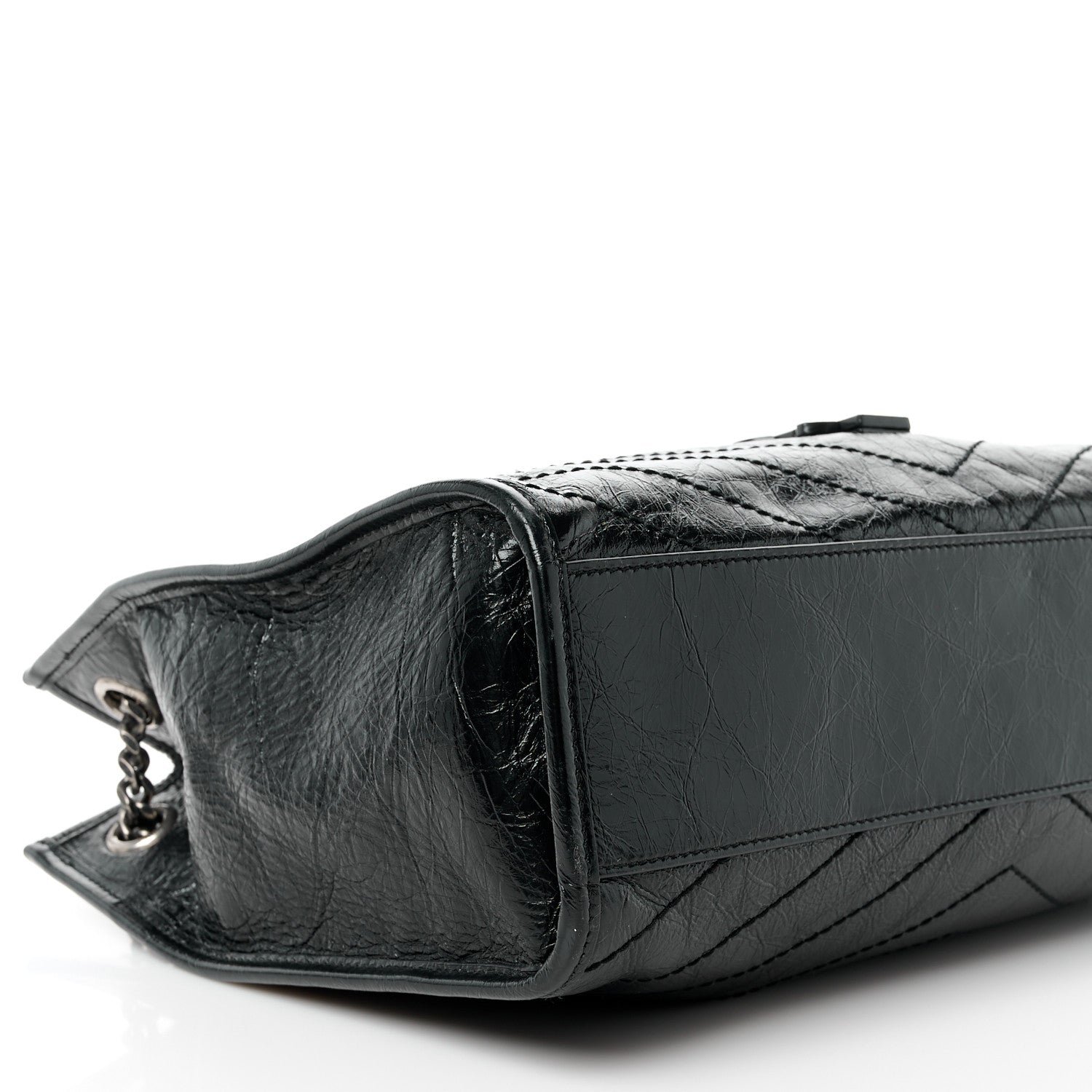 Saint Laurent Crinkled Calfskin Matelasse Monogram Medium Niki Shopper Tote Black 9 of 12