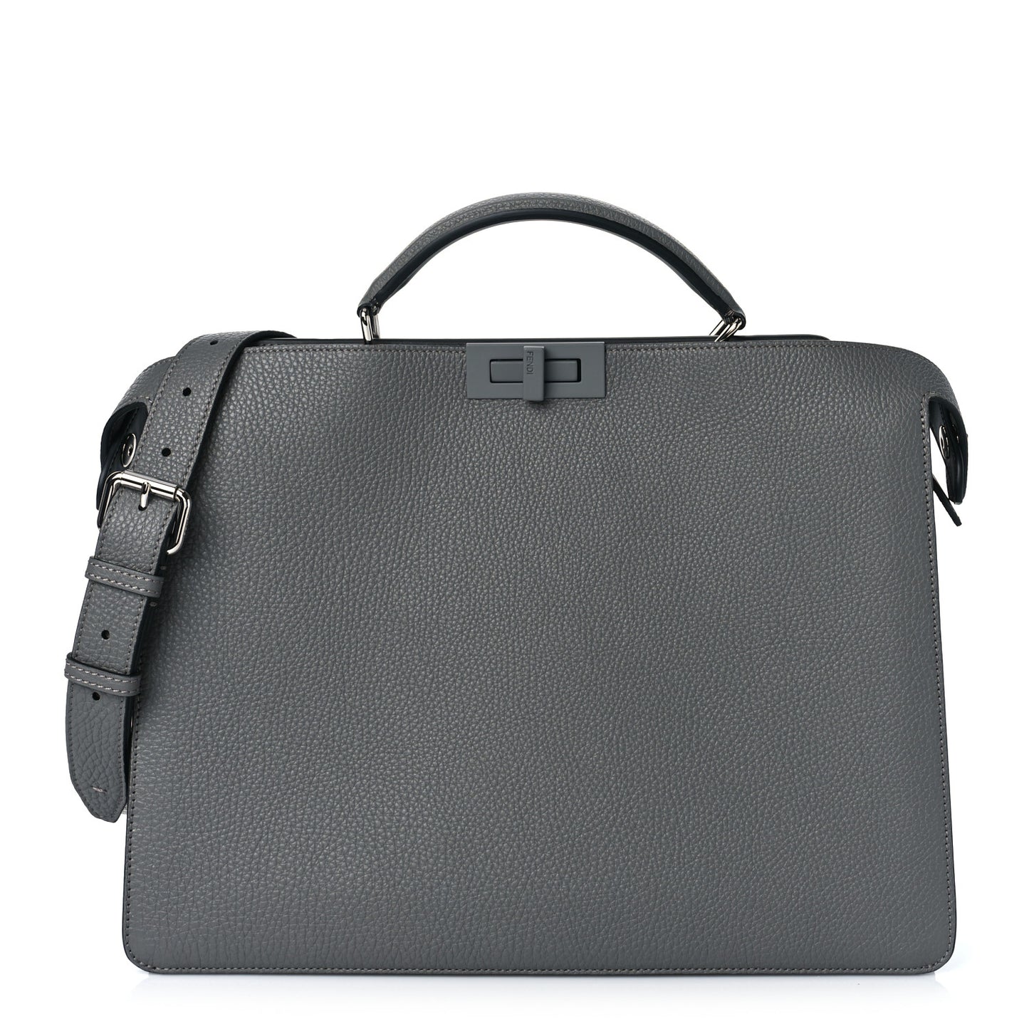 Cuoio Romano Vitello Cover Monochrome Medium Peekaboo I SEE U Satchel Argilla Black