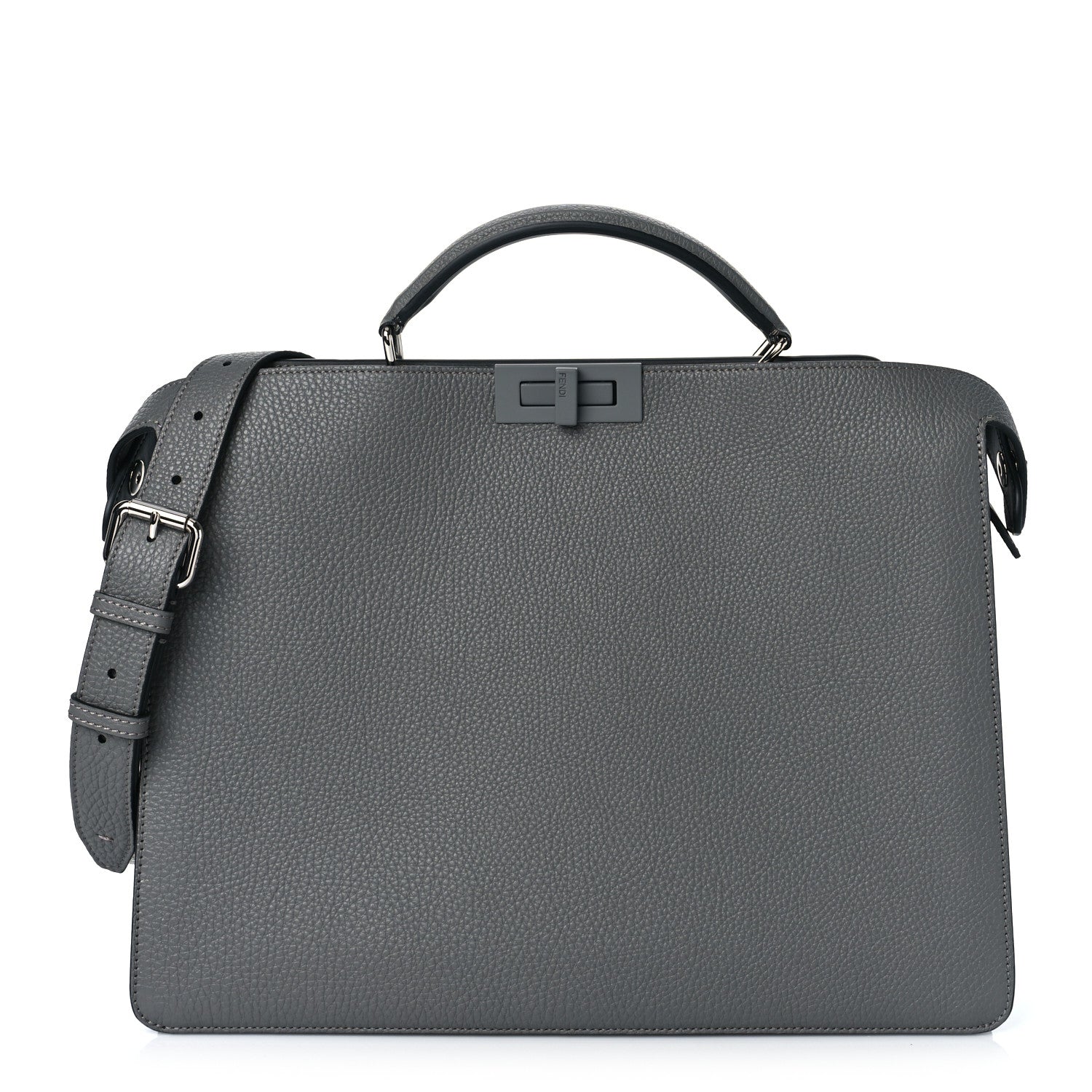 Fendi Cuoio Romano Vitello Cover Monochrome Medium Peekaboo I SEE U Satchel Argilla Black 2 of 8