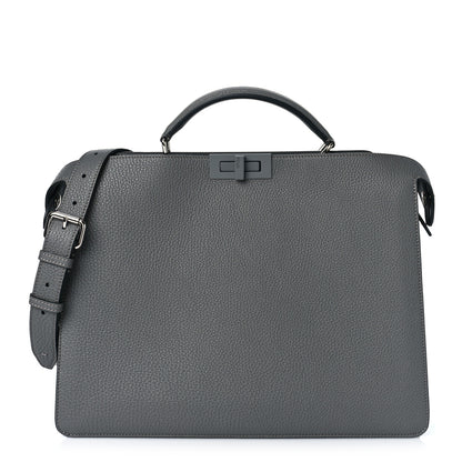 Fendi Cuoio Romano Vitello Cover Monochrome Medium Peekaboo I SEE U Satchel Argilla Black 2 of 8