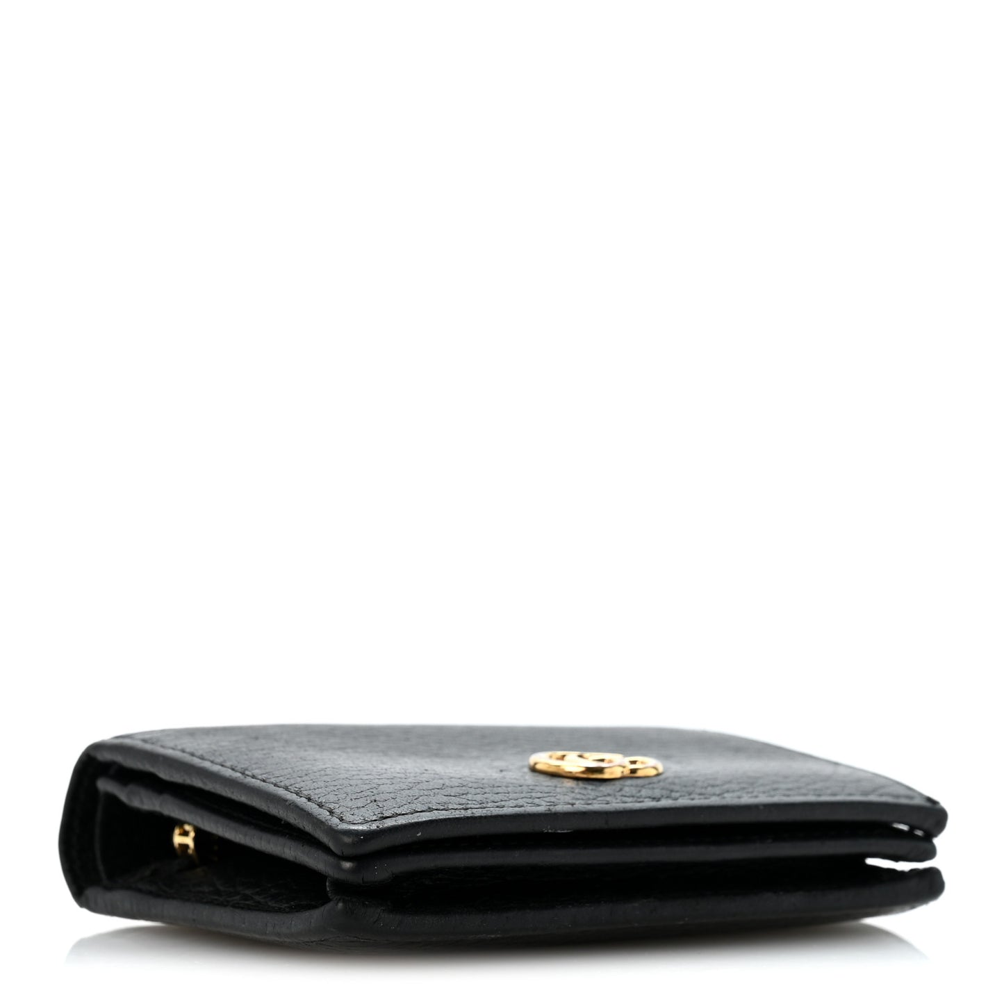 Pebbled Calfskin GG Marmont Card Case Black