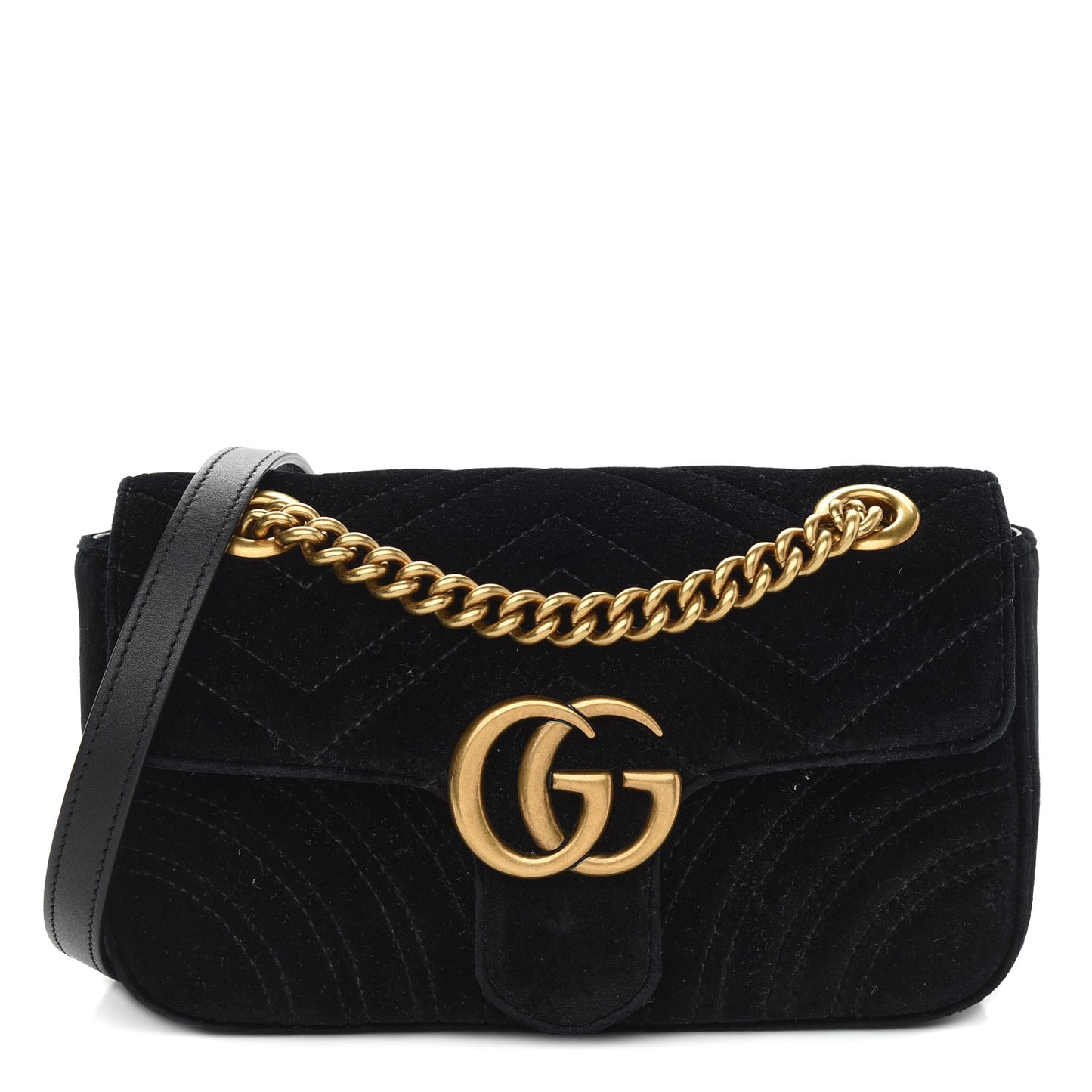 Velvet Matelasse Mini GG Marmont Shoulder Bag Black