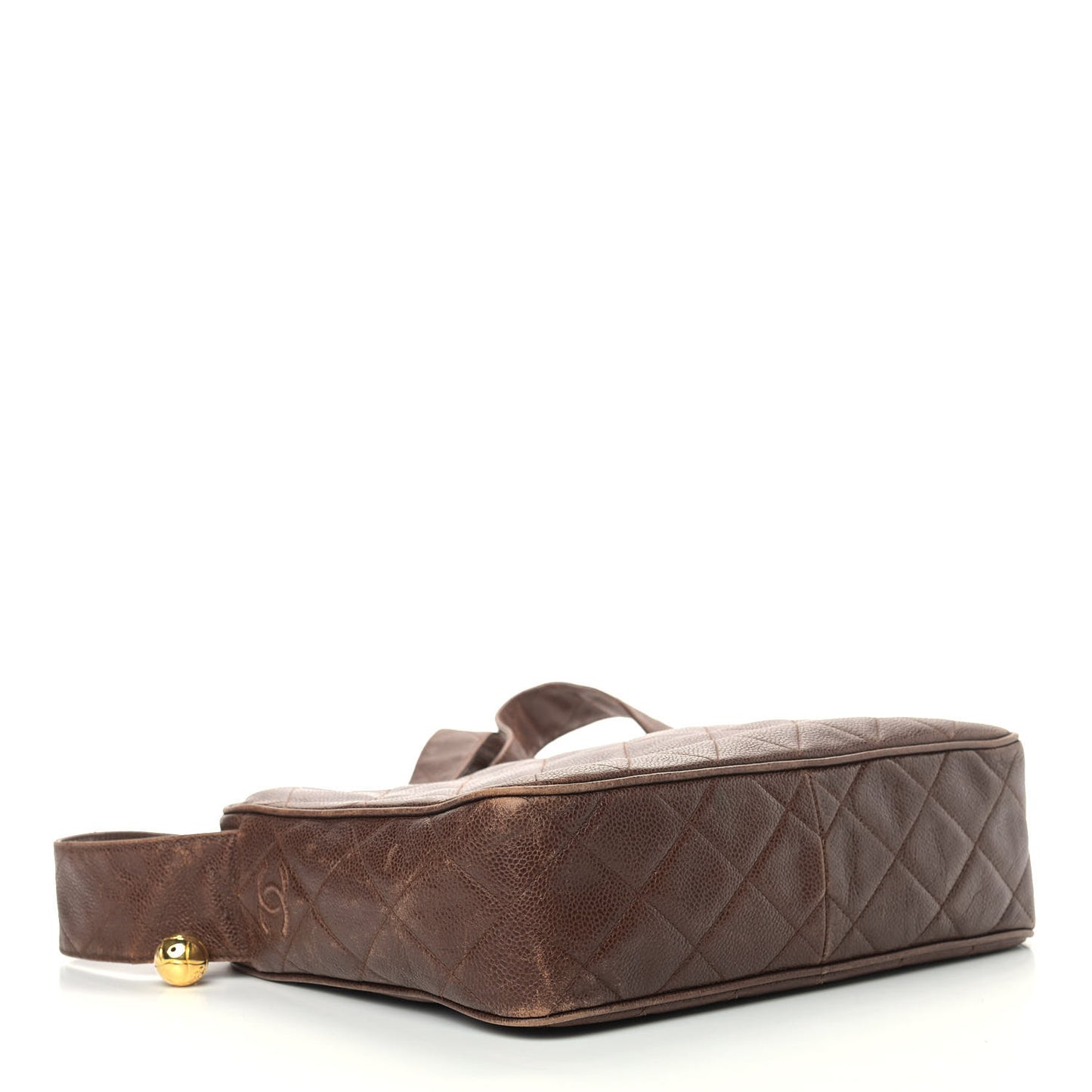 Caviar Quilted Camera Case Brown