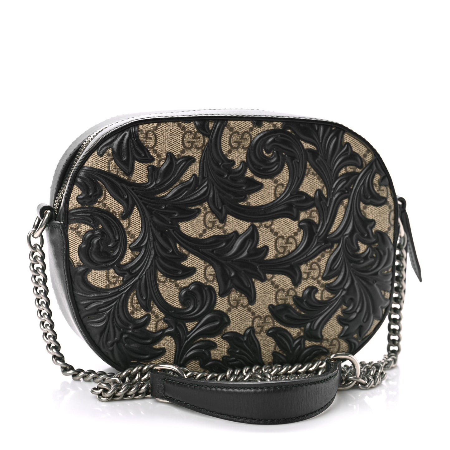 GG Supreme Monogram Arabesque Mini Chain Shoulder Bag Beige Black