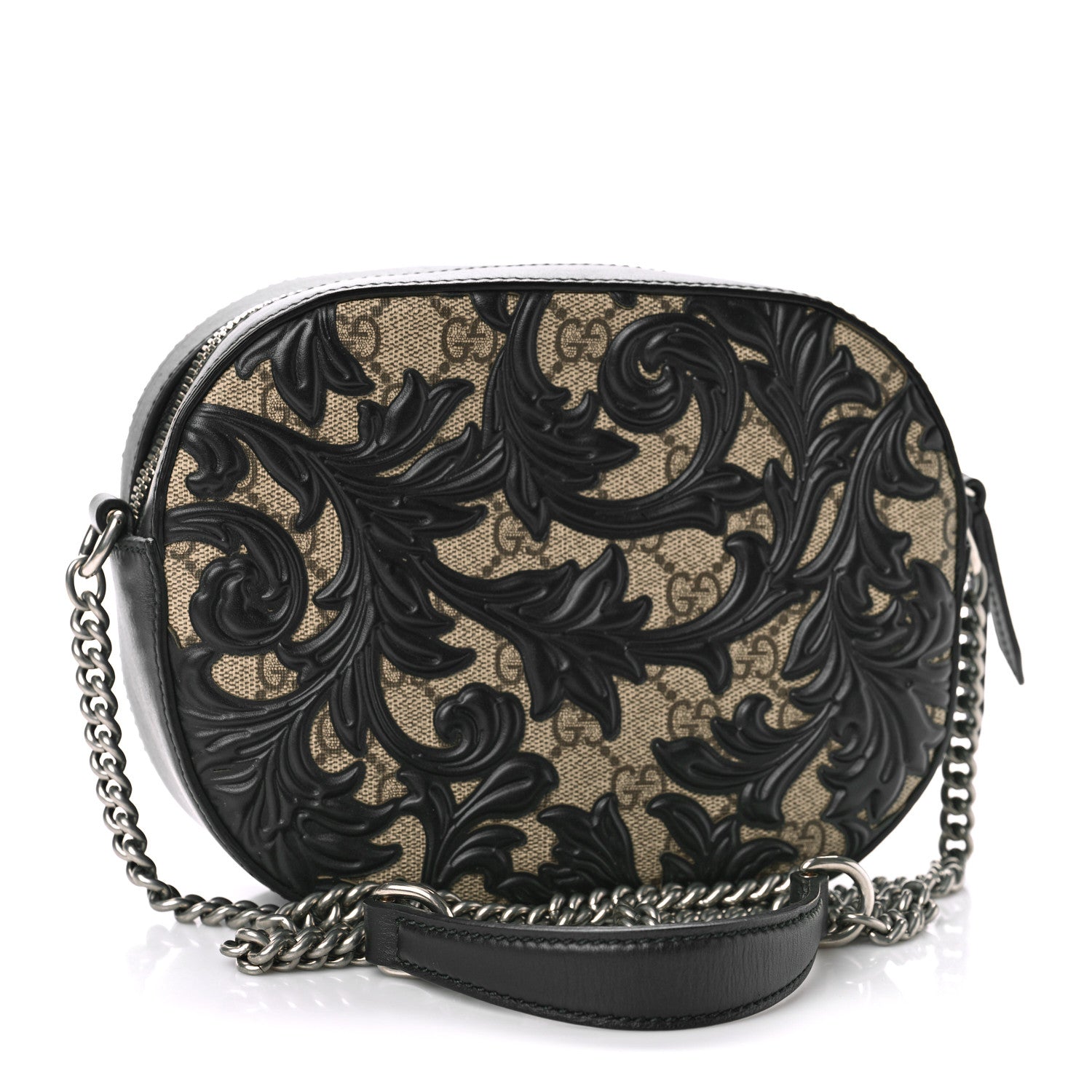 Gucci GG Supreme Monogram Arabesque Mini Chain Shoulder Bag Beige Black 3 of 9