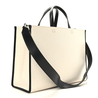 Givenchy Canvas Logo 4G Embossed Medium Tote Beige Black 3 of 8