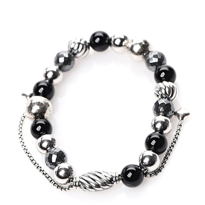 David Yurman Sterling Silver Black Onyx Hematite 8mm Elements Bead Bracelet 2 of 3