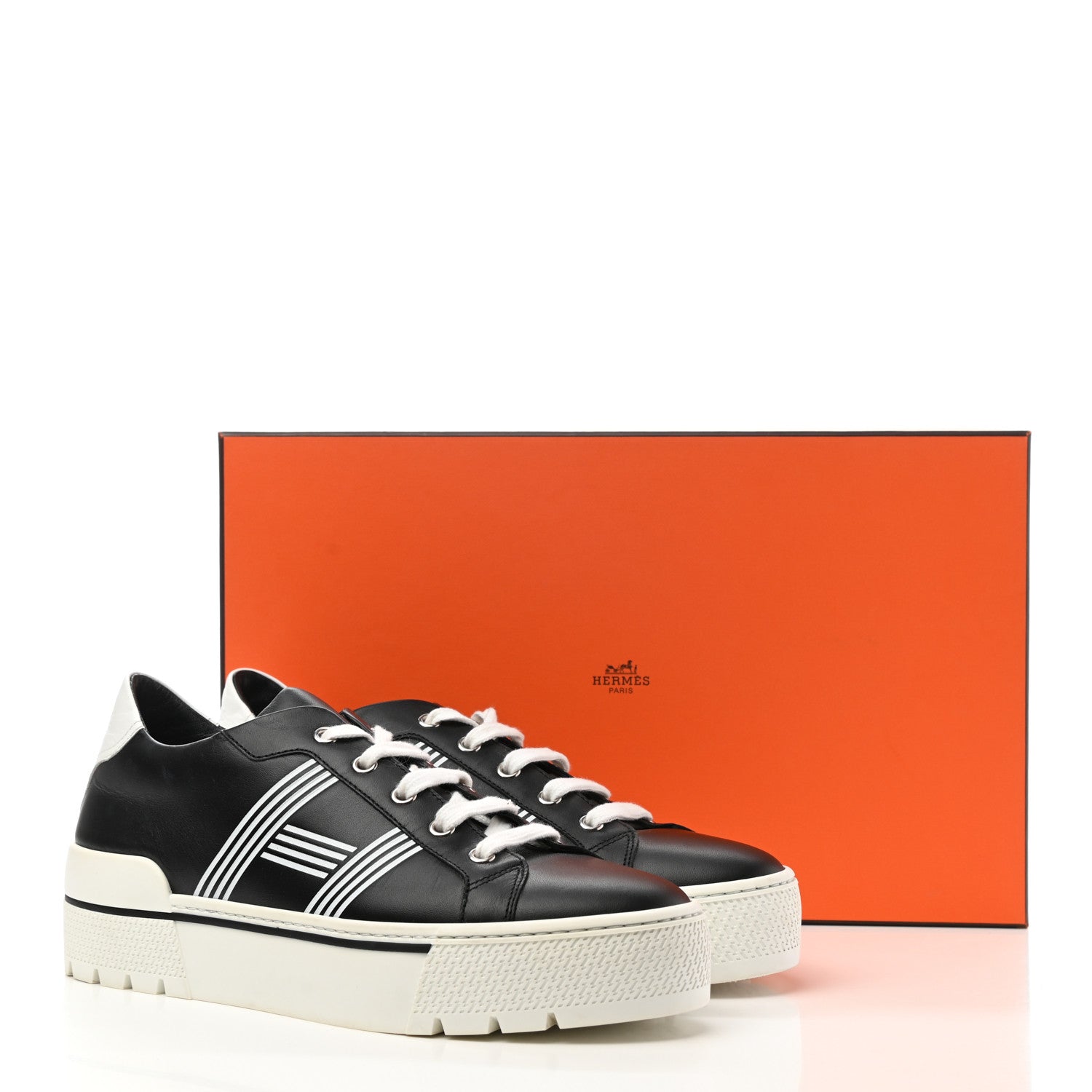 Hermes Calfskin Womens Dare Sneakers 39 Black White 9 of 9