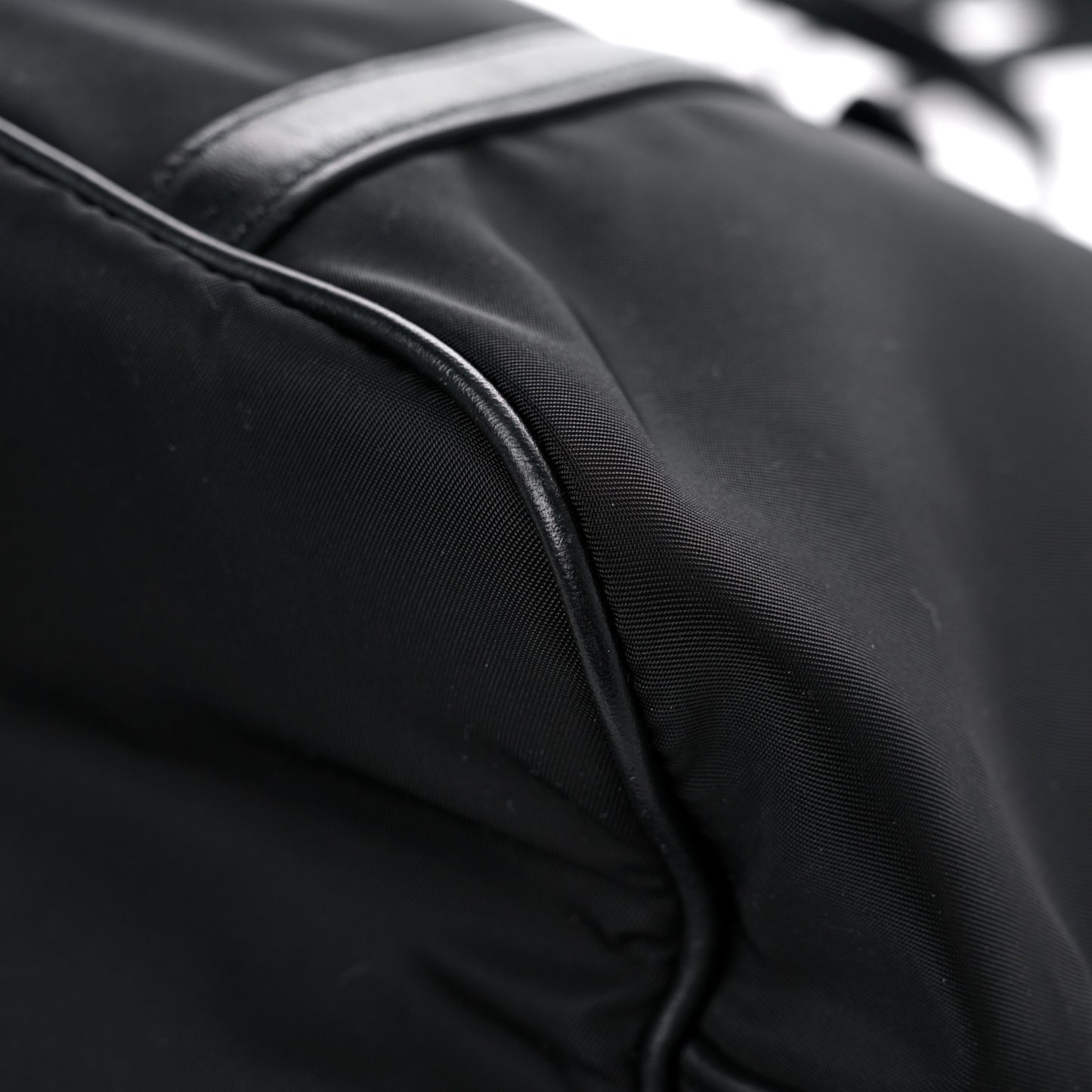 Tessuto Nylon Calfskin Shopping Tote Black