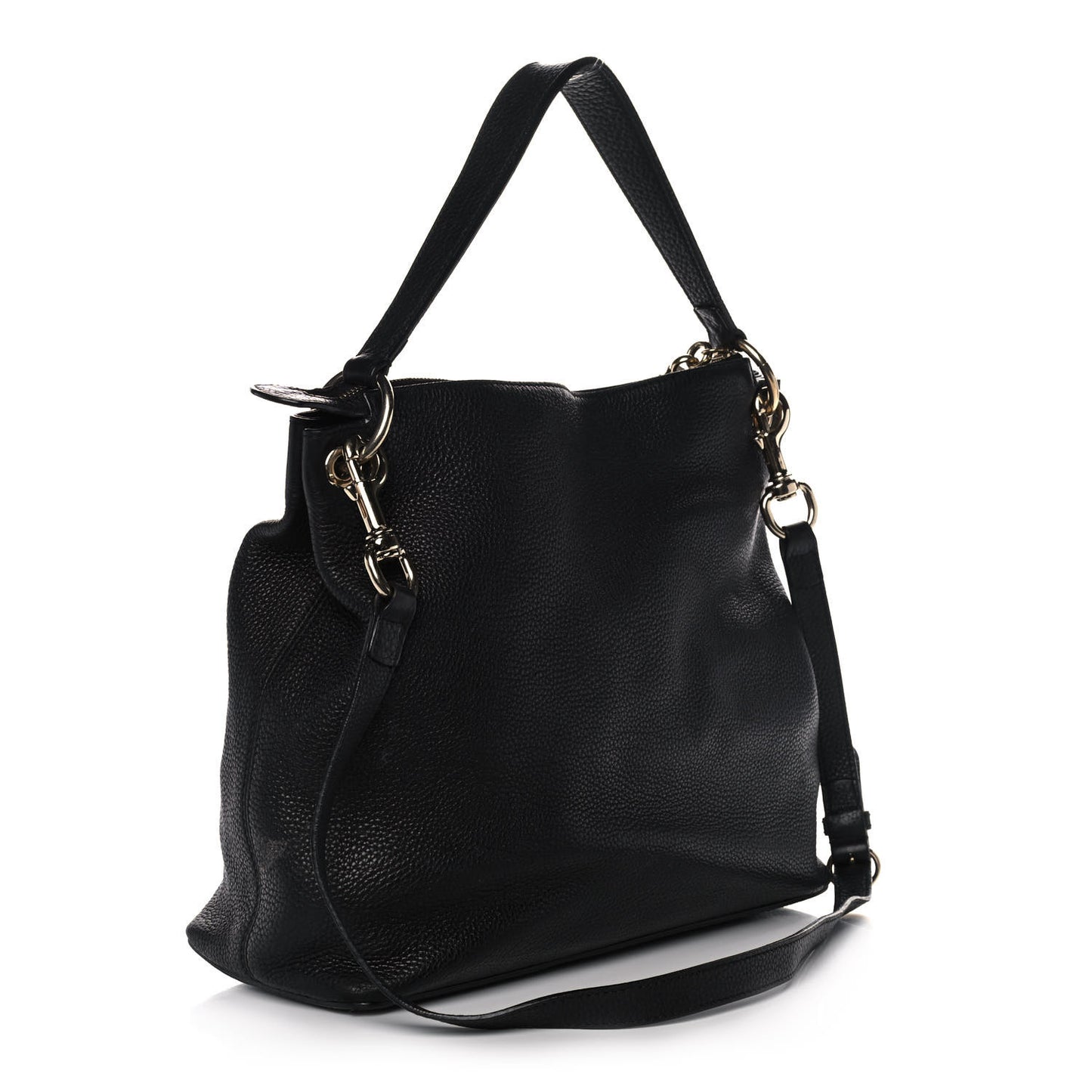 Pebbled Calfskin Large Soho Hobo Black