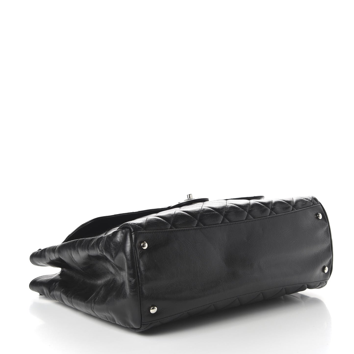 Glazed Calfskin Quilted Large CC Delivery Tote Black