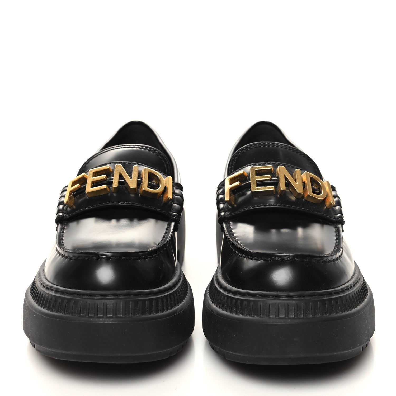 Fendi Vitello Abrasivato Fendigraphy 50mm Loafers 37 Black 2 of 9