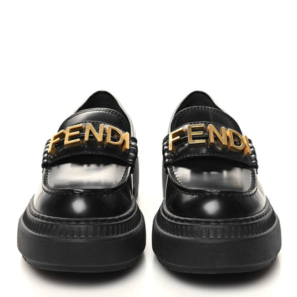 Fendi Vitello Abrasivato Fendigraphy 50mm Loafers 37 Black 2 of 9