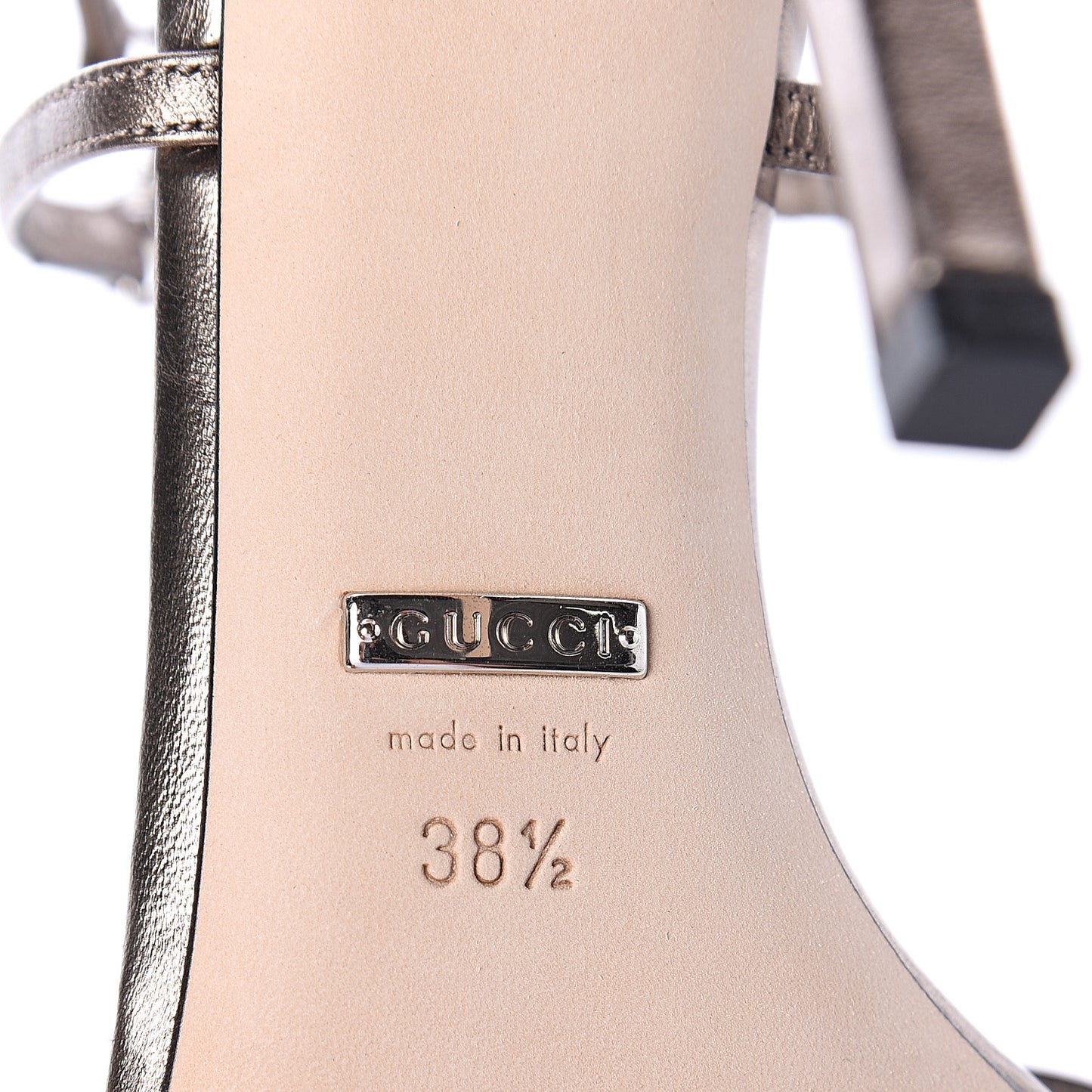 Metallic Nappa Crystal Interlocking G Ankle Strap Sandals 38.5 Copper