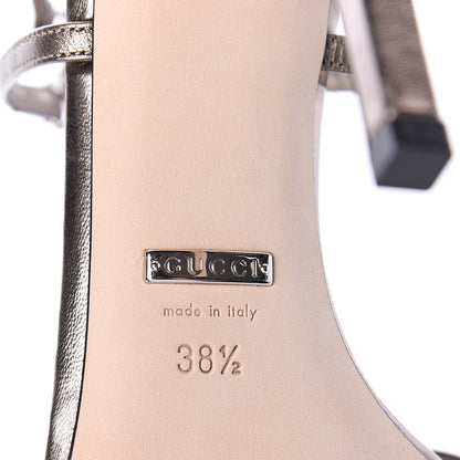Gucci Metallic Nappa Crystal Interlocking G Ankle Strap Sandals 38.5 Copper 7 of 7