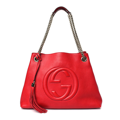 Gucci Pebbled Calfskin Medium Soho Chain Shoulder Bag Tabasco Red 1 of 10