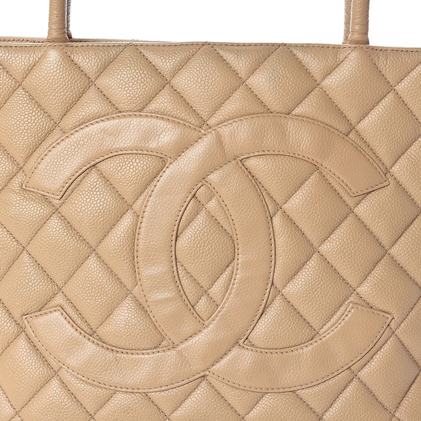 Caviar Quilted Medallion Tote Beige