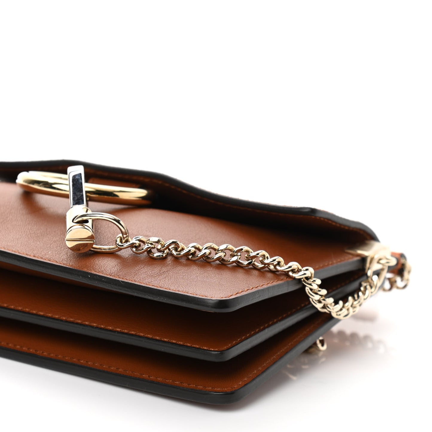 Calfskin Suede Mini Chain Faye Shoulder Bag Tobacco