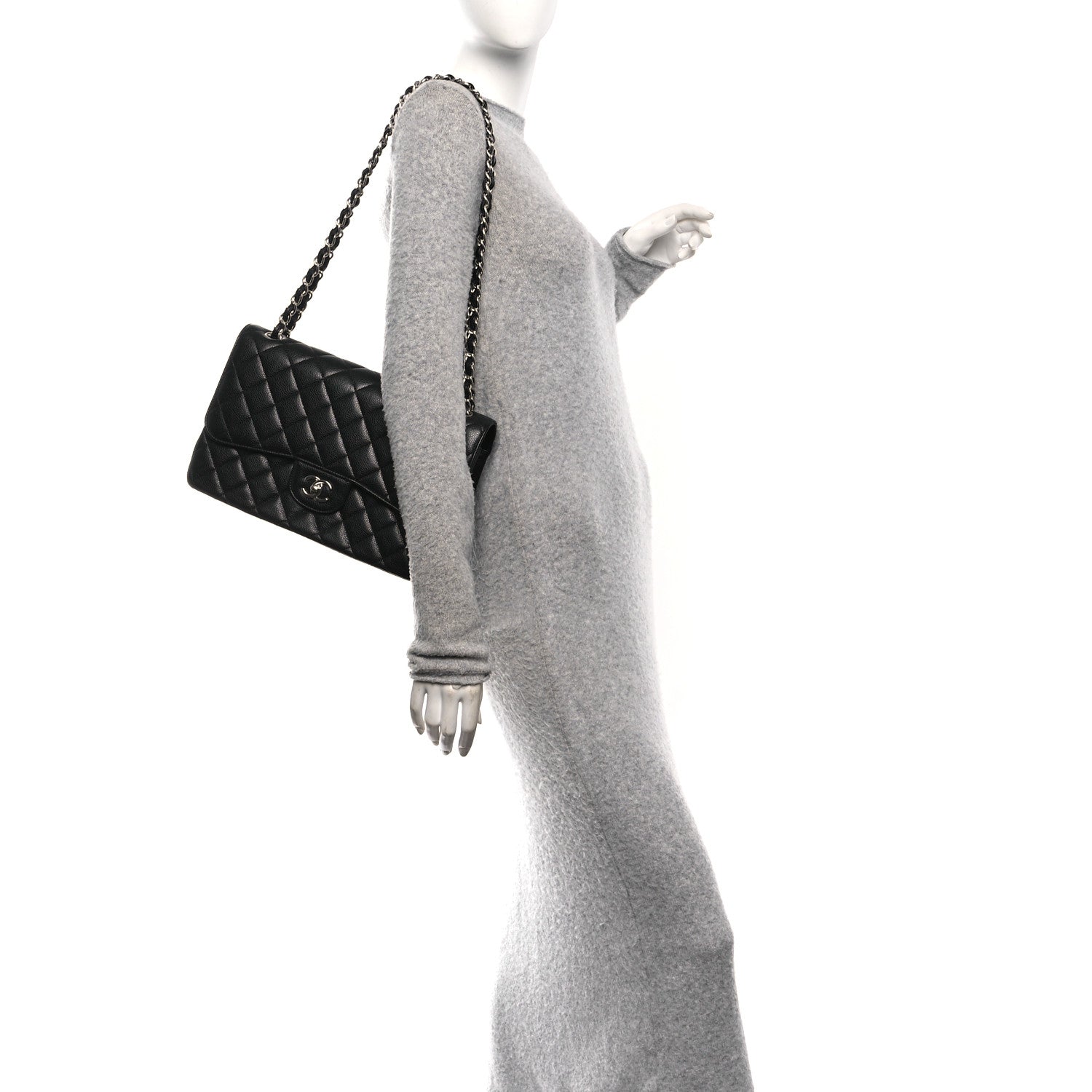 Chanel Caviar Quilted Jumbo Double Flap Black 2 of 12