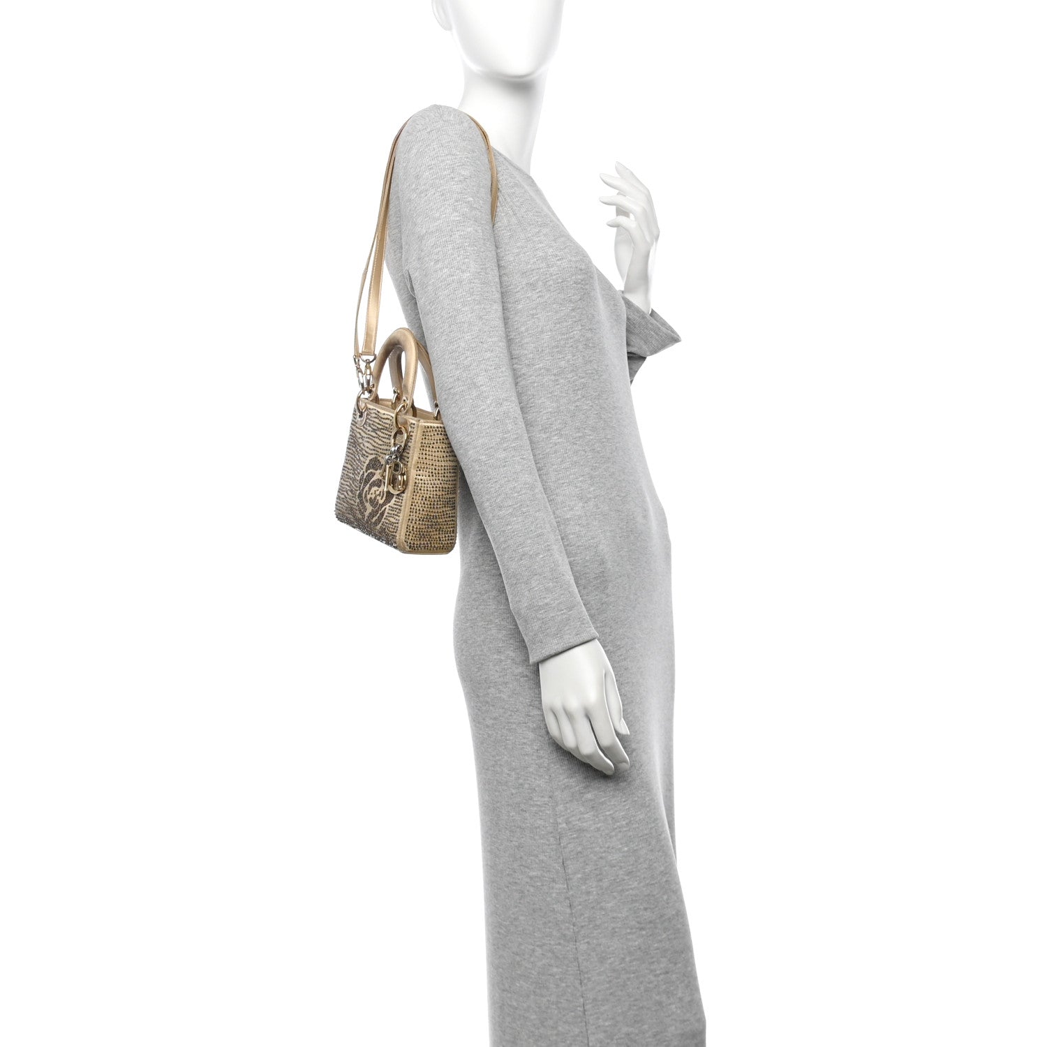Christian Dior Satin Beaded Mini Lady Dior Gold 2 of 18