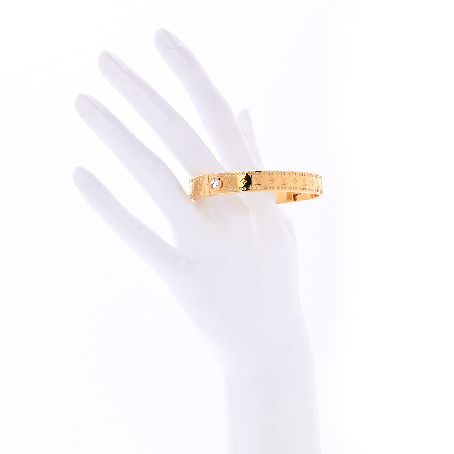 Brass Crystal Monogram Nanogram Strass Cuff M Gold