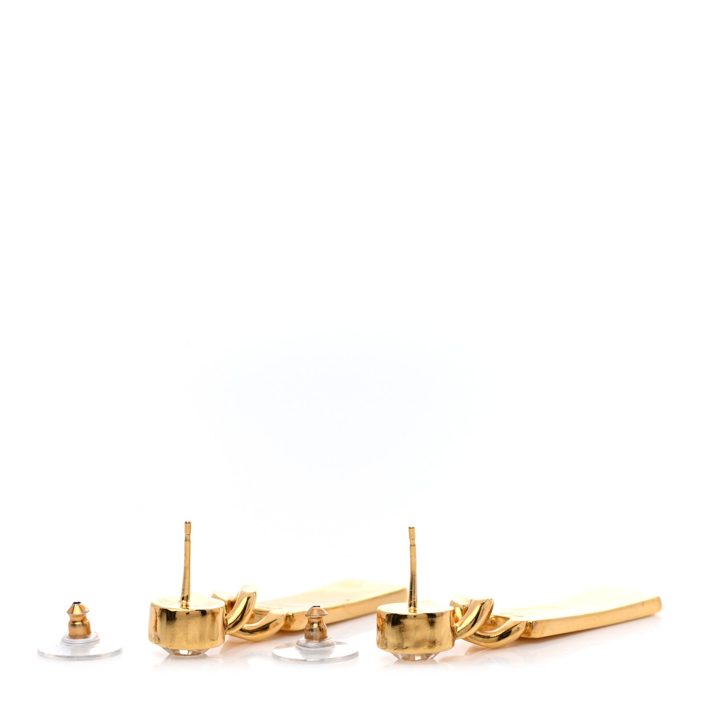 Crystal Tag Drop Earrings Gold