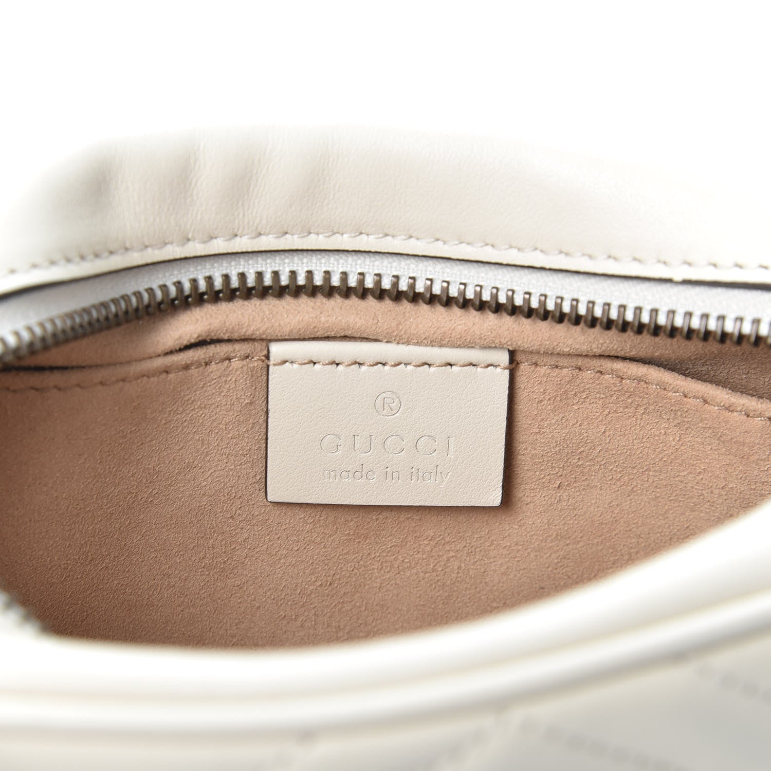 Gucci Calfskin Matelasse Mini GG Marmont Chain Shoulder Bag White 7 of 9