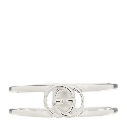 Gucci Sterling Silver 6mm Interlocking G Open Band Ring 56 7.75 1 of 4