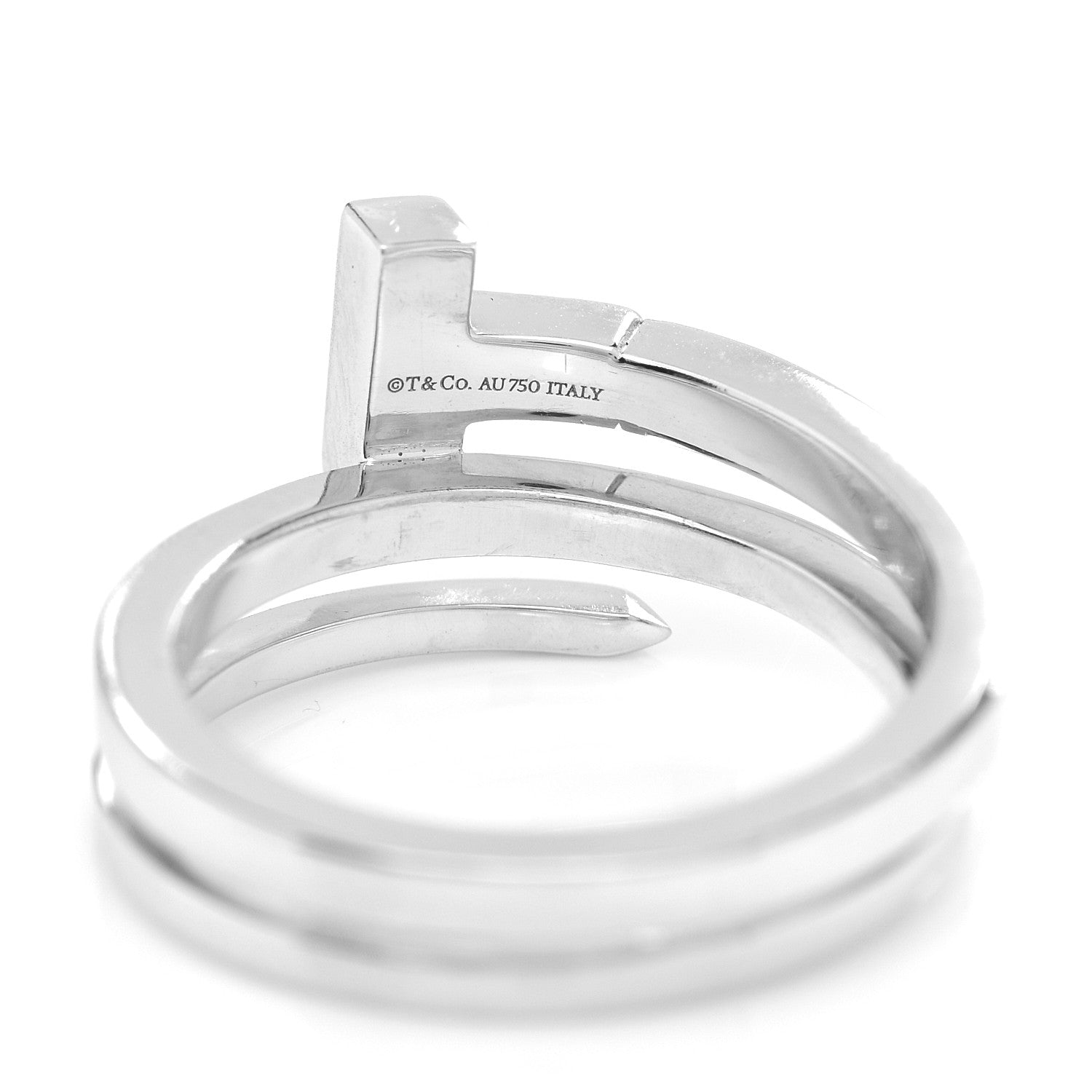 Tiffany 18K White Gold Diamond T Wrap Ring 57 8 4 of 5
