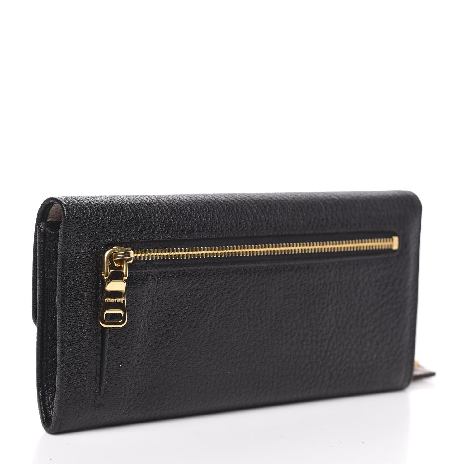 Miu Miu Goatskin Madras Flap Wallet Black 4 of 10