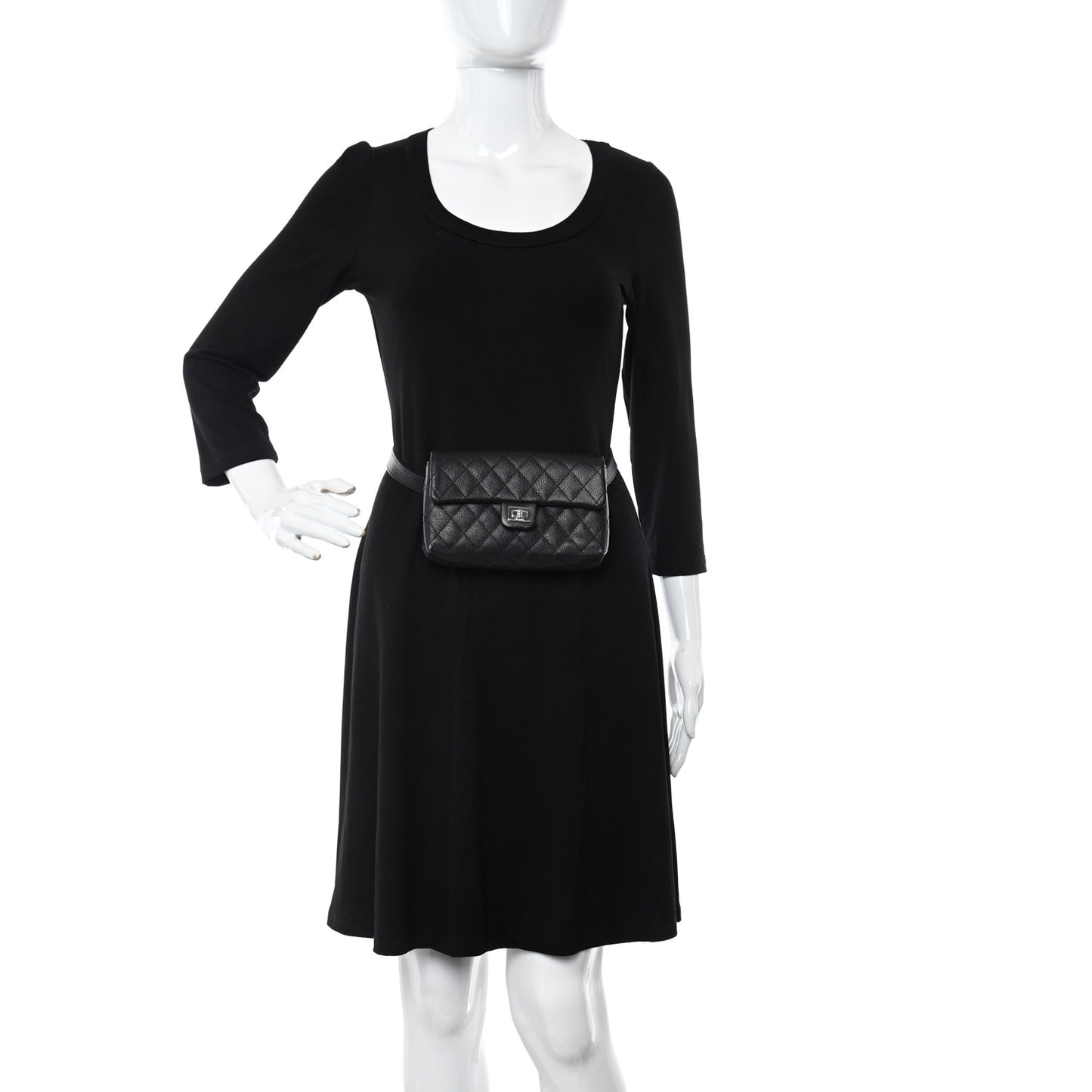 Grained Calfskin Quilted 2.55 Reissue Flap Belt Bag Clutch Black