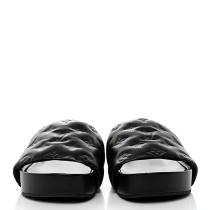 Louis Vuitton Lambskin Embossed Monogram Jumbo Flatform Mule Sandals 40 Black 2 of 9