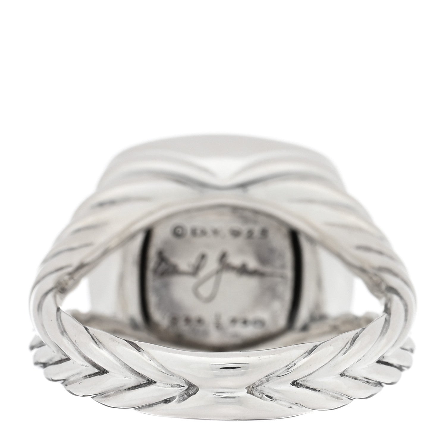David Yurman Sterling Silver 18K Yellow Gold Diamond 11mm Albion Ring 54 7 3 of 4