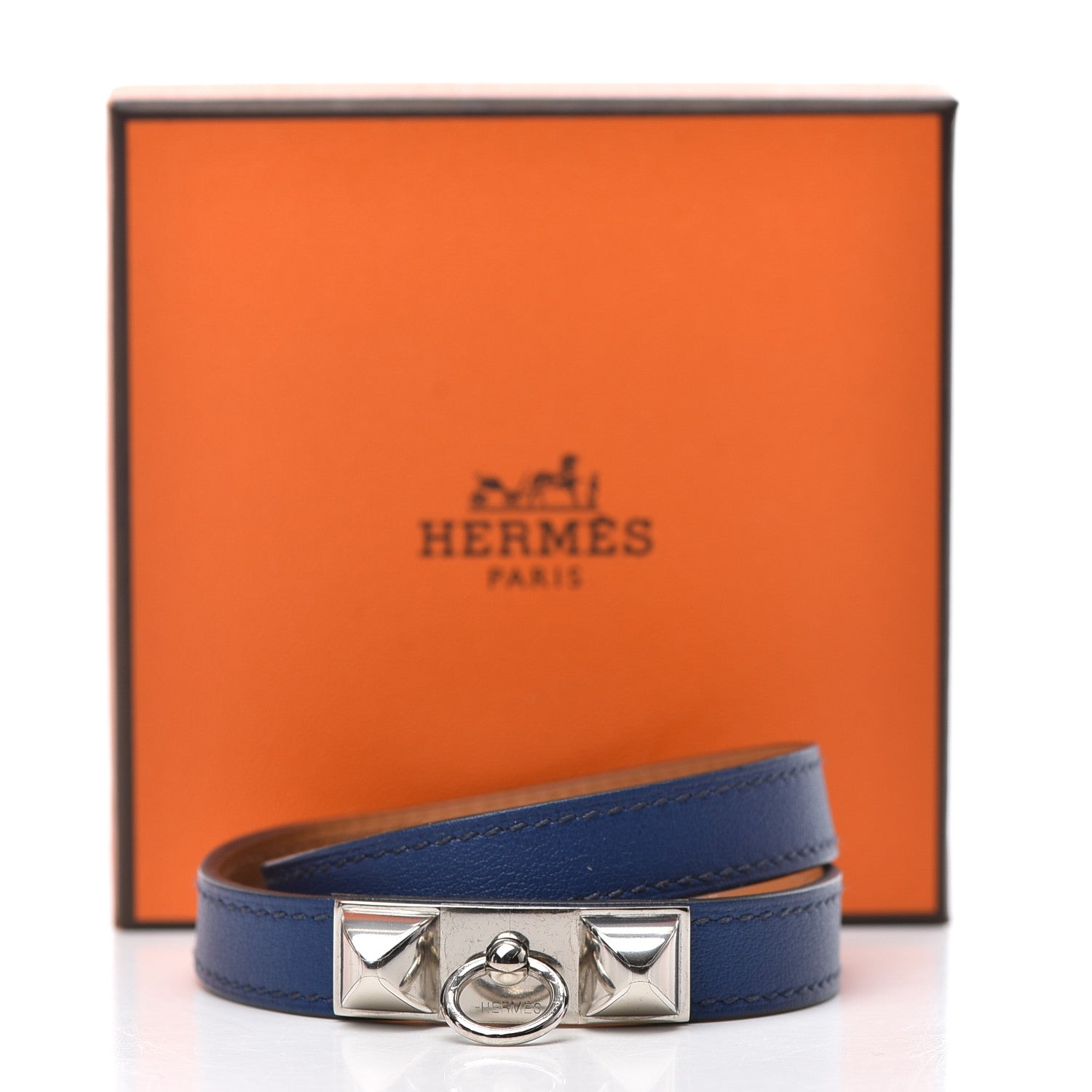 Hermes Swift Rivale Double Tour Bracelet L Bleu Saphir 5 of 5