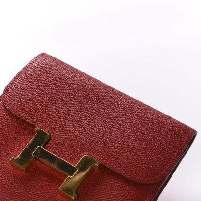 Hermes Epsom Constance Short Wallet Rouge Casaque 6 of 8