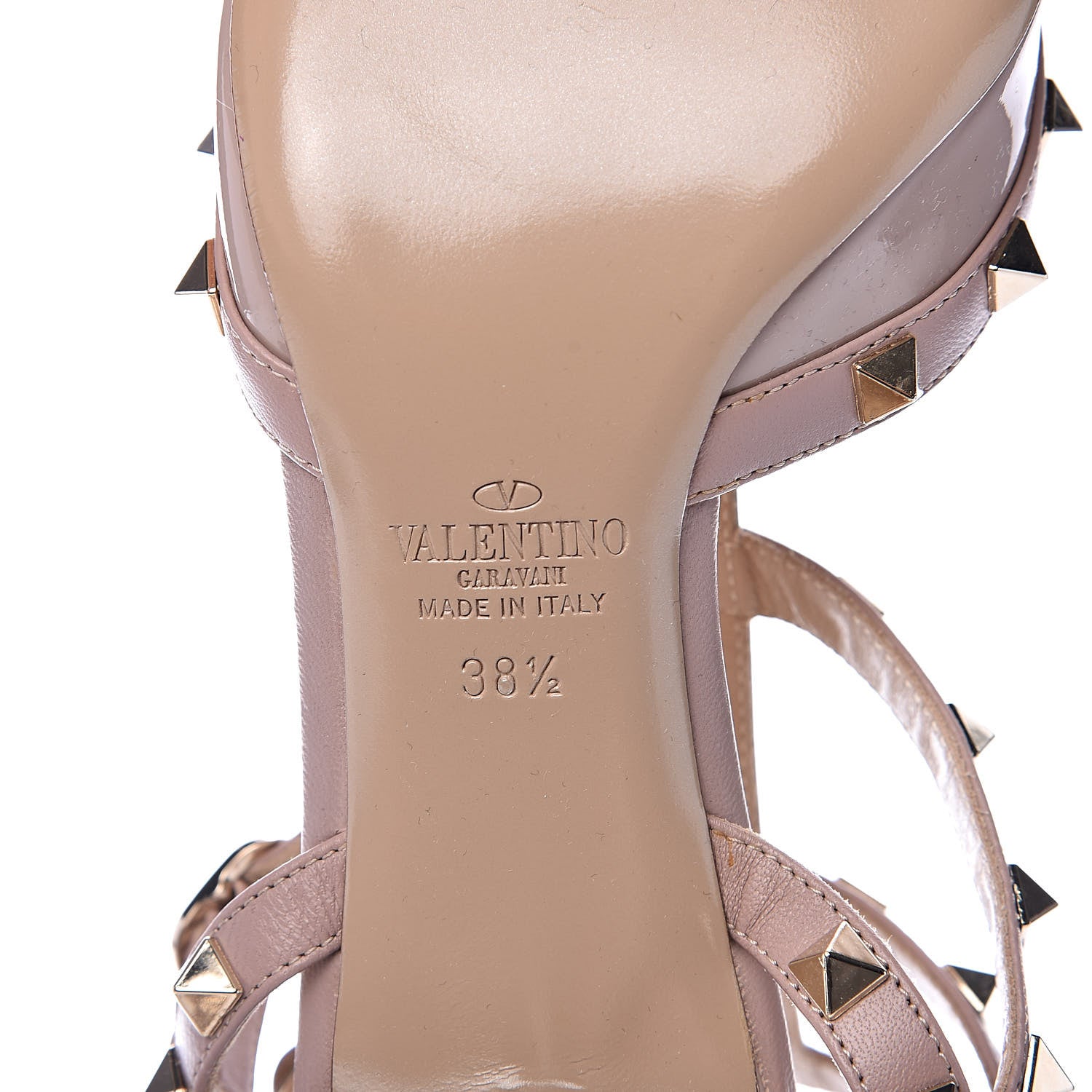 Valentino Garavani Patent Rockstud Ankle Strap Low Heel Pumps 38.5 Poudre 6 of 7